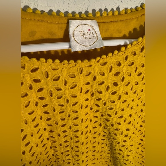 Des Petits Hauts Sabado Broderie Anglaise Yellow Eyelet Blouse Womens Size Small - Picture 5 of 14